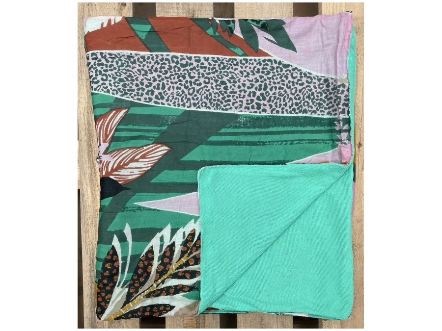 LUNA LLENA Fouta gipsy, telo spugna verde 180x105 cm