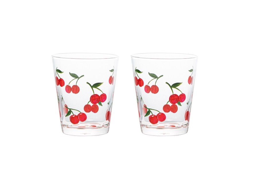LIVELLARA S.R.L. Frutta fresca, set 2 bicchieri ciliegia 380 ml