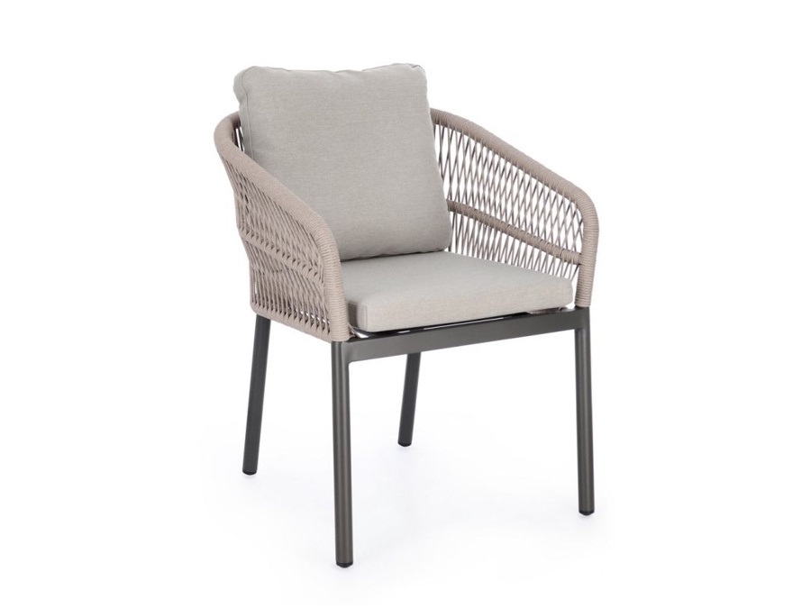 BIZZOTTO Galdana, sedia con braccioli con cuscino antracite/khaki