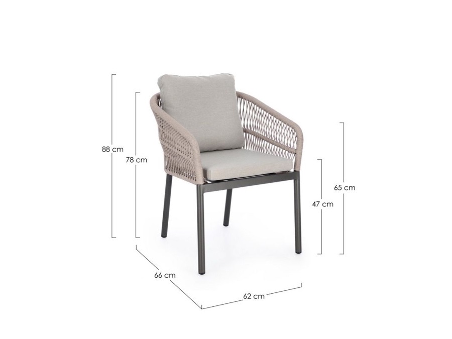 BIZZOTTO Galdana, sedia con braccioli con cuscino antracite/khaki