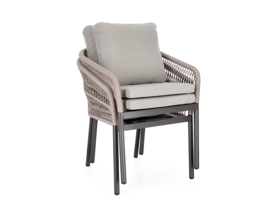 BIZZOTTO Galdana, sedia con braccioli con cuscino antracite/khaki