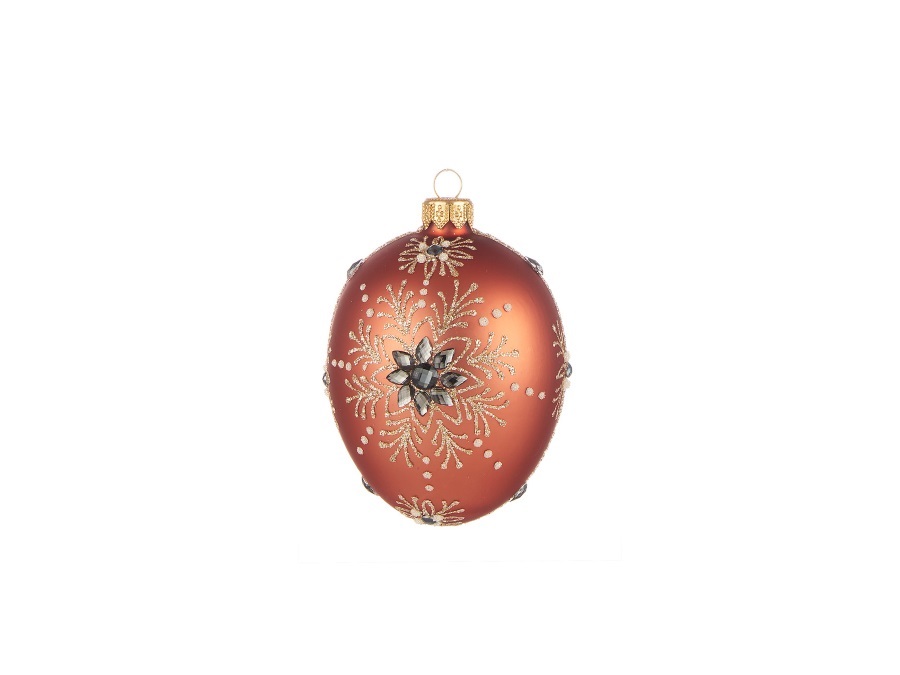 L'OCA NERA Gemme di natale, palla ovale decorata rame ø 8x10h cm