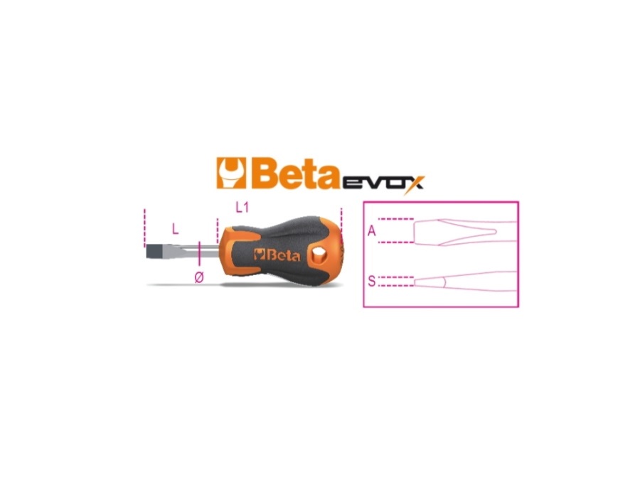 BETA UTENSILI GIRAVITE EVOX PER VITI A TESTA CON INTAGLIO, TIPO CORTISSIMO CROMATI PUNTA NERA - ART. 1201EN