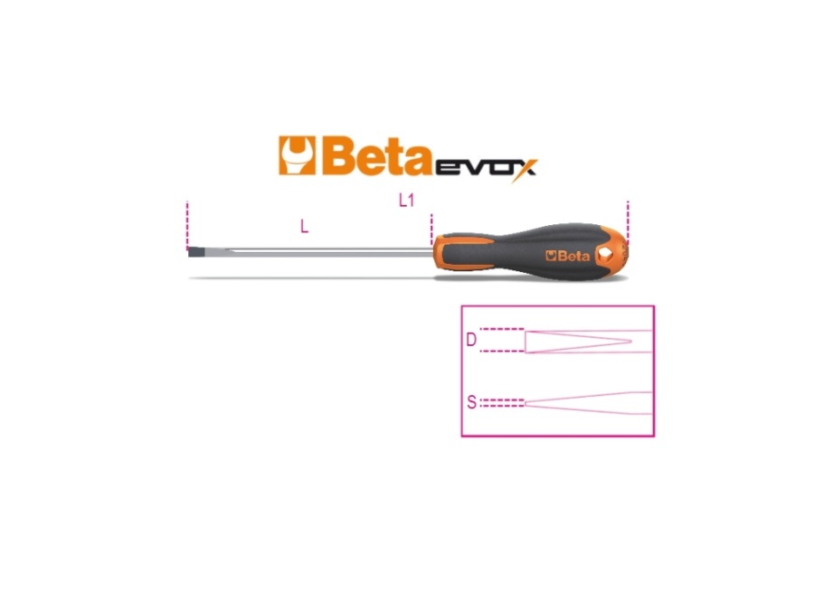 BETA UTENSILI Giravite Evox per viti senza testa con intaglio cromati punta nera