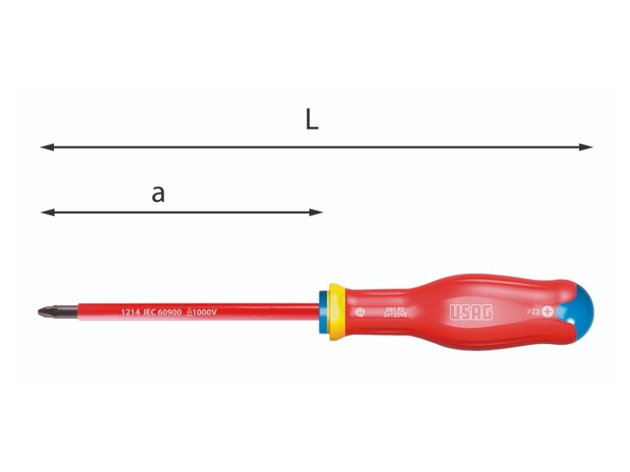 USAG Giravite per viti con impronta a croce pozidriv-supadriv, 245 mm