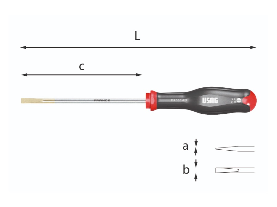 USAG Giravite per viti con intaglio, 169 mm