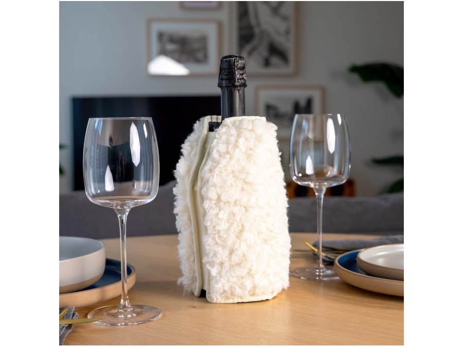 WD LIFESTYLE Glacette morbida raffredda bottiglie con eco pelliccia bianco