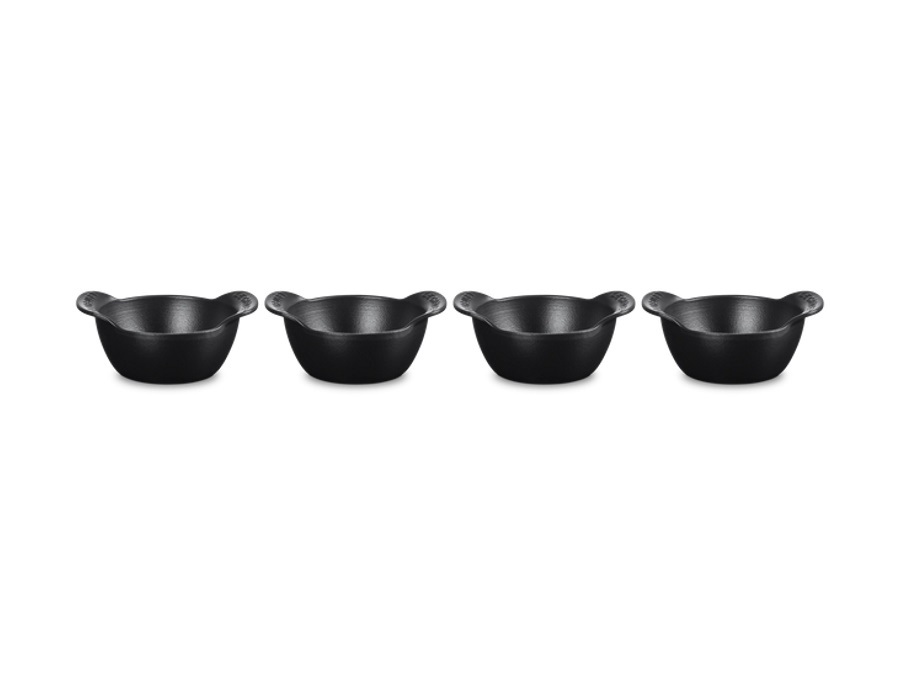 LE CREUSET Gourmet, set 4 mini cocotte basse in ghisa smaltata 11 cm - nero