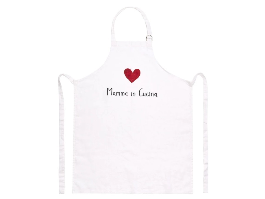 SIMPLE DAY LIVING & LIFESTYLE GREMBIULE LINO 70X85 CM, BIANCO MAMMA IN CUCINA