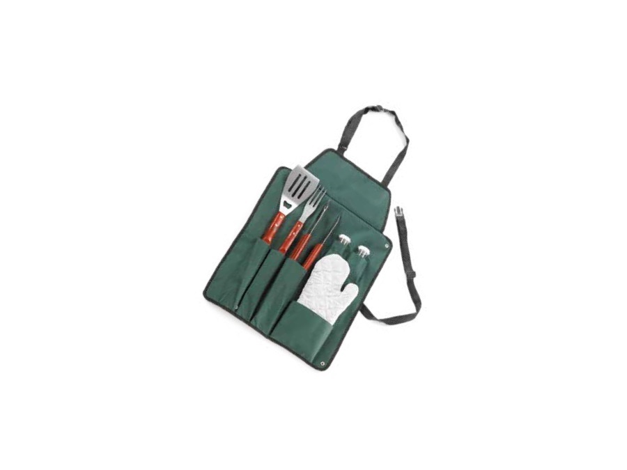 OMPAGRILL Grembiule per barbecue ompagrill con 6 accessori verde