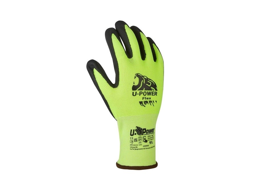 UPOWER Guanti flex verde fluo/nero