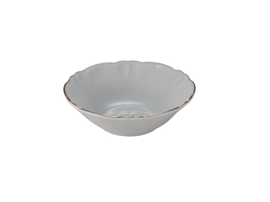 LE COQ Harmoniae bianco con filo oro, coppa rotonda 15xh4,5 cm
