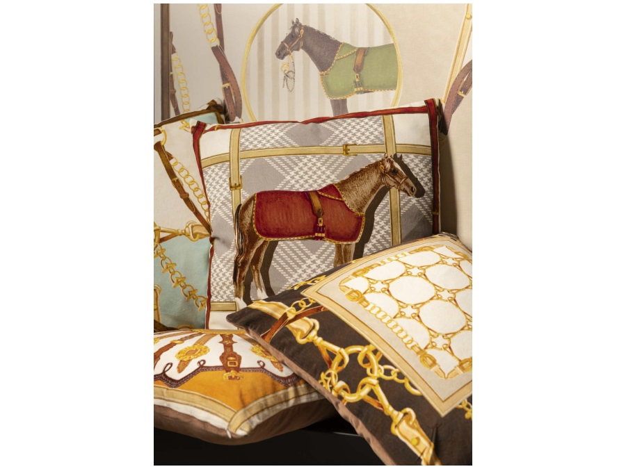 BACI MILANO horses 01 - cuscino velluto, 50x50 cm