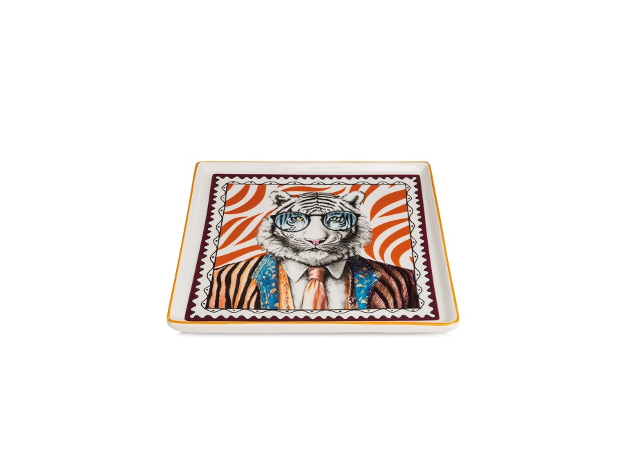EGAN Human essence, vassoio tigre "Courage", 19x19 cm