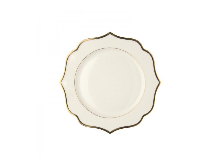 LE COQ Ionica avorio con filo oro, piatto piano 28 cm