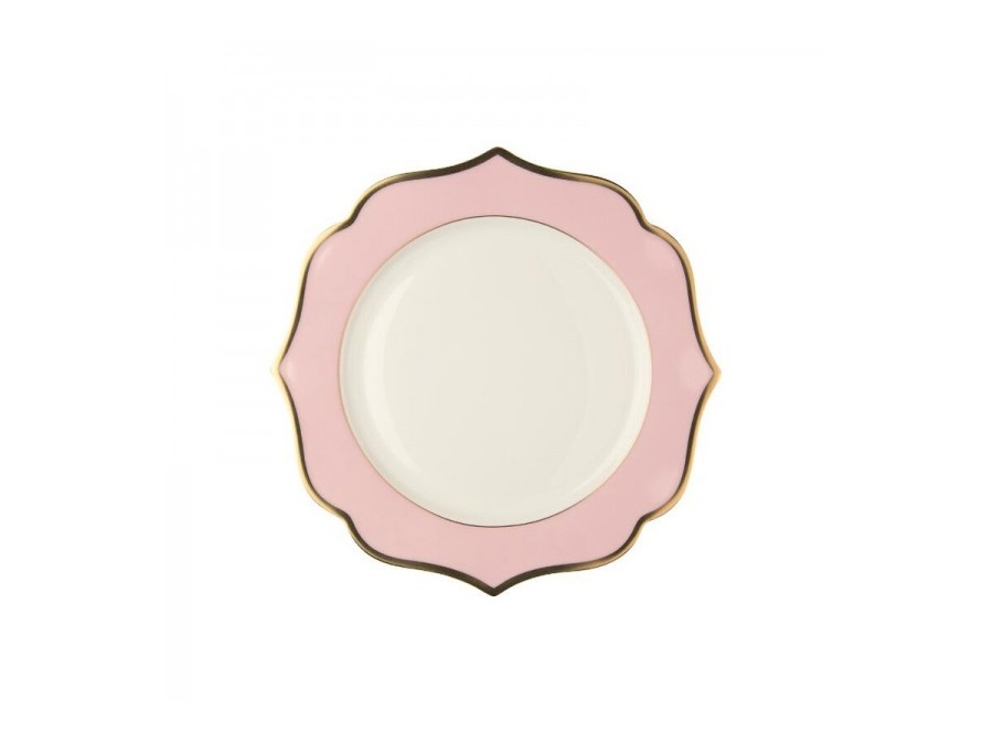 LE COQ Ionica rosa con filo oro, piatto piano 26,5 cm