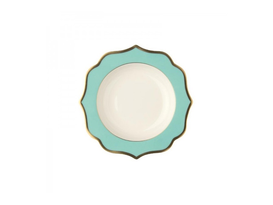 LE COQ Ionica tiffany con filo oro, piatto fondo 22 cm