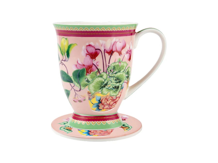 MAXWELL & WILLIAMS Jardin, mug con sottotazza ciclamino, 300 ml