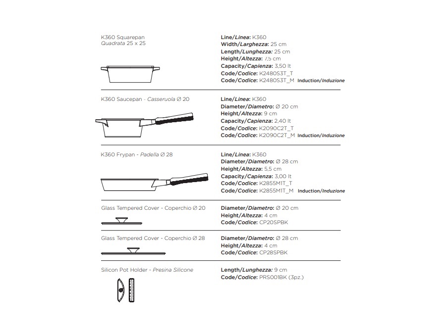 LUCHETTI SRL K360, CHEF KIT 01 - 3 PEZZI INDUZIONE