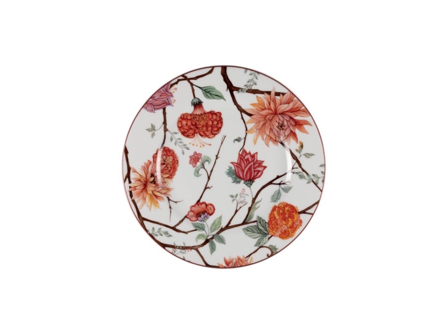 LE COQ Kepos, piatto pane bianco con fiori - Ø16 cm