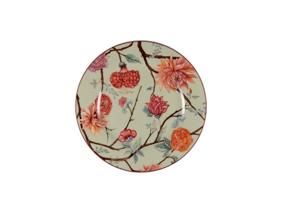 LE COQ Kepos, piatto pane rosa con fiori - Ø16 cm