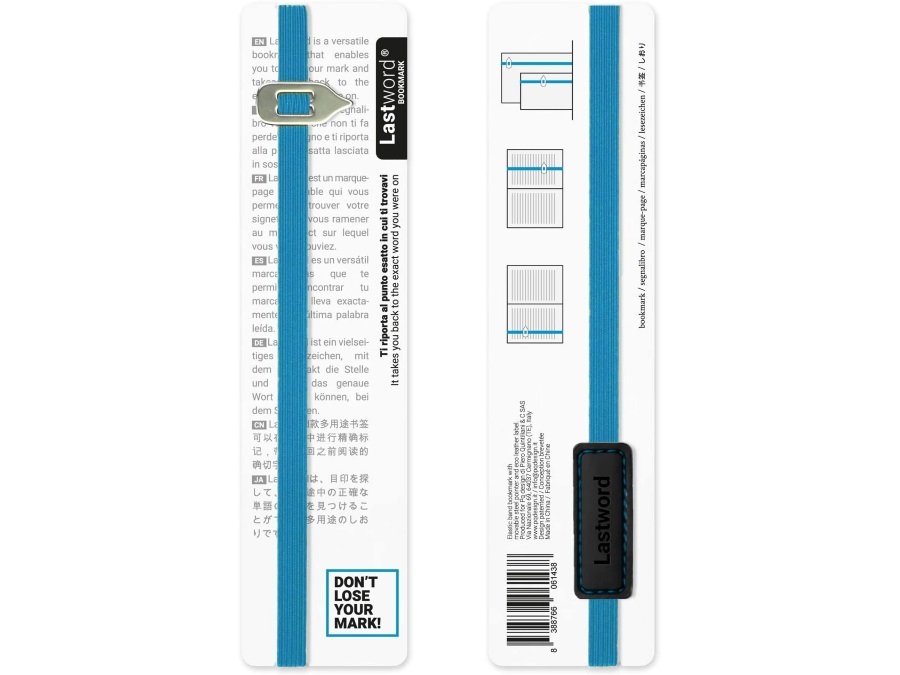 OZIO Lastword, segnalibro elastico azzurro