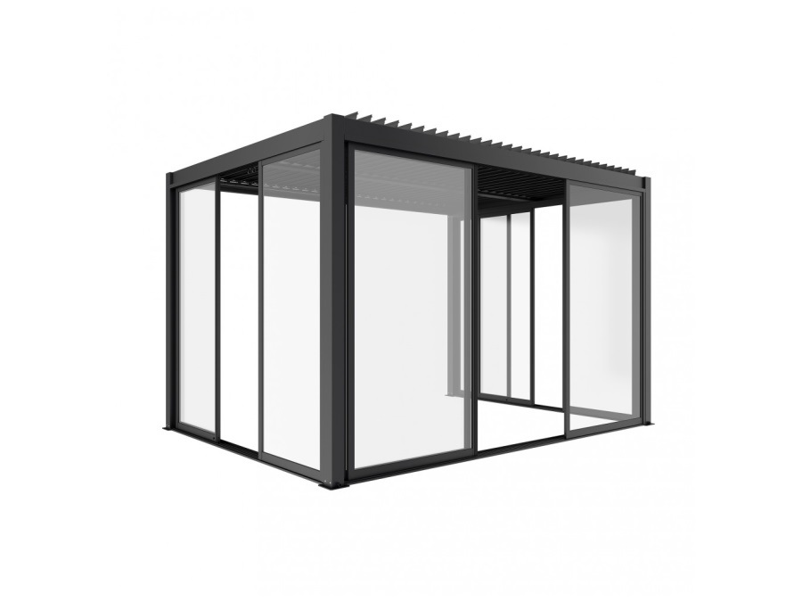MAGAZZINI COSMA S.P.A. Laterale scorrevole con vetro per pergola bioclimatica, lato da 4m, antracite