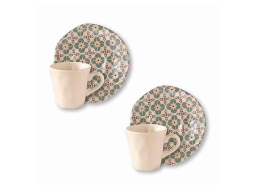 BRANDANI GIFT GROUP S.A.S. LE CEMENTINE, SET 2 TAZZINE CAFFE' INFIORE