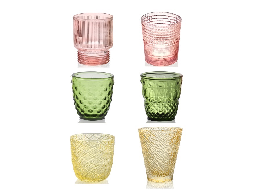 Ivv le coppie, set 6 bicchieri acqua rosa/verde/giallo forme assortite