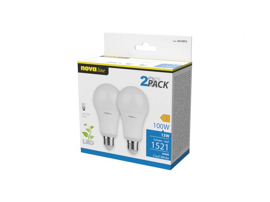 NOVA LINE led goccia e27 - 13w - 6500k - 1521 lm - 2 pezzi