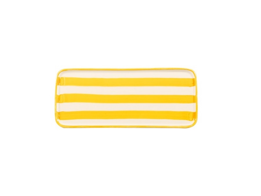 ZAFFERANO S.R.L. Lido, piatto rettangolare righe giallo 26,5x11,5 cm