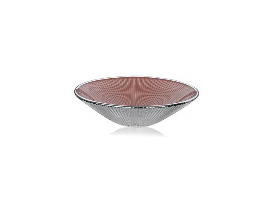 IVV Lirica, Coppa in vetro decoro rosa cipria perlato argentato 25 cm