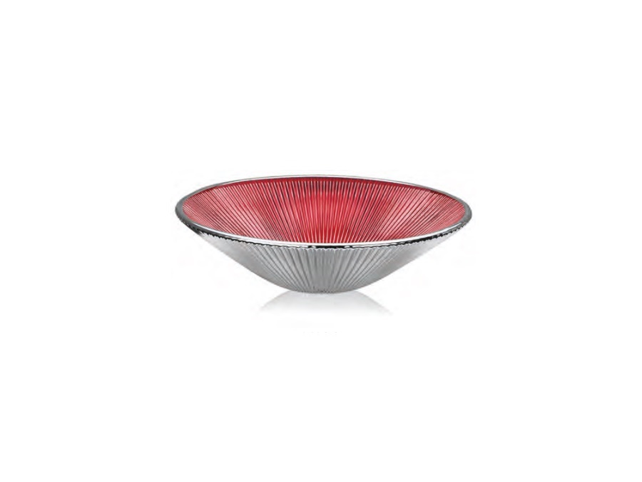 IVV Lirica, Coppa in vetro decoro rosso argentato 25 cm