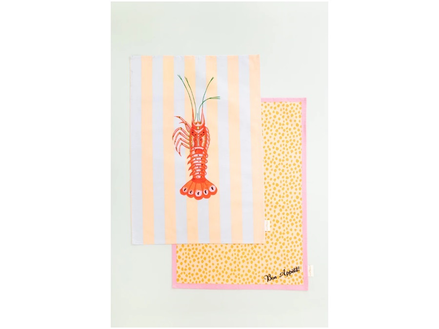 YVONNE ELLEN LONDON Lobster, set 2 canovacci 70x50 cm