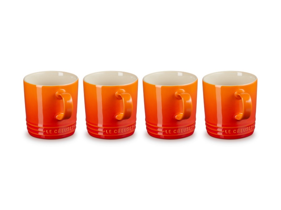 LE CREUSET London, set 4 tazze mug in gres vetrificato 0,35 Lt - arancio