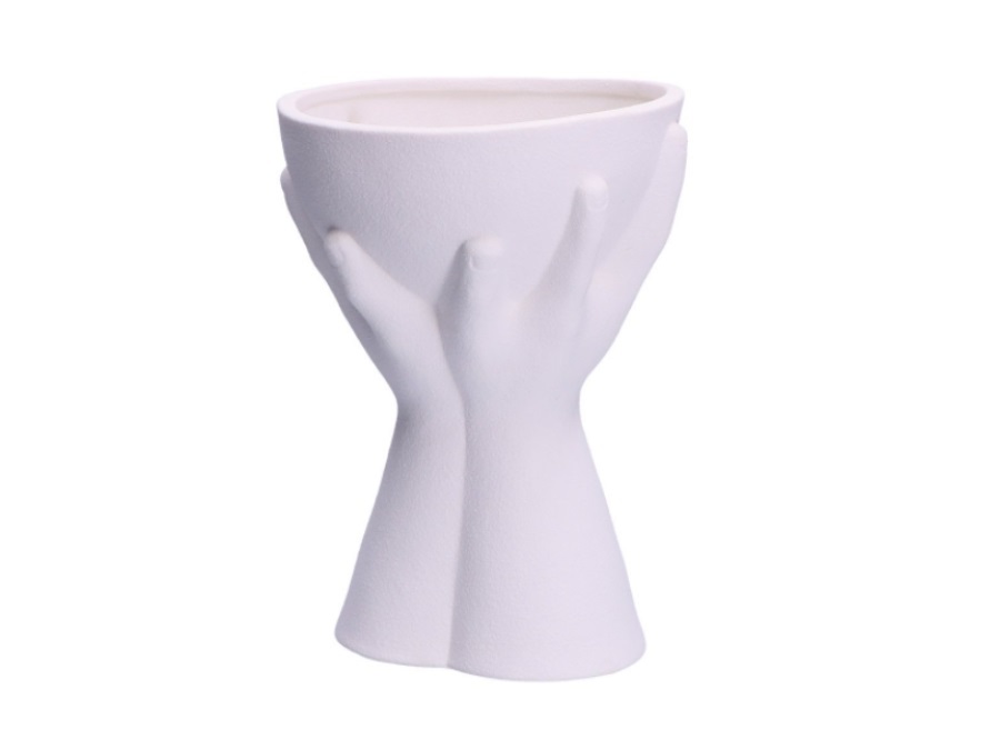 RITUALI DOMESTICI Love, Cachepot coppa mani in porcellana Ø16xh22 cm