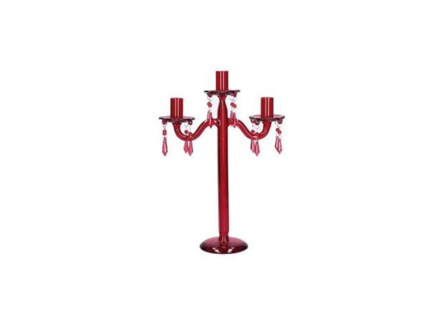 RITUALI DOMESTICI Luminando, candelabro gocce rosso 3 bracci 23,5x9,5x35,5 cm