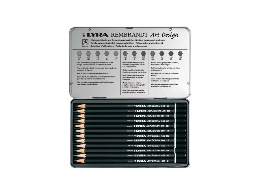 FILA Lyra  Rembrandt Art Design Set - 12 matite da disegno artistico (da 4H a 6B)