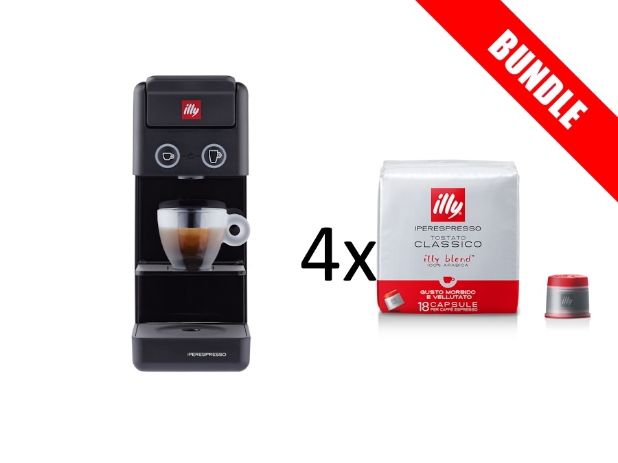 ILLYCAFFE' S.P.A Macchina caffè y3.3 Nera+4 confezioni caffè iperespresso tostato classico