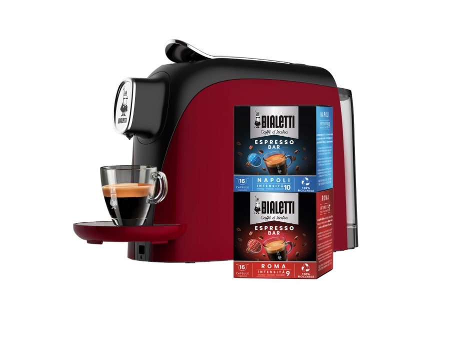 BIALETTI INDUSTRIE Macchina da Caffè Espresso Mignon rossa con 2 box di capsule