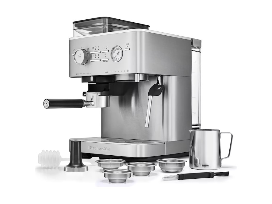 KITCHENAID Macchina per caffè espresso semi-automatica con macinacaffè - Acciaio inox