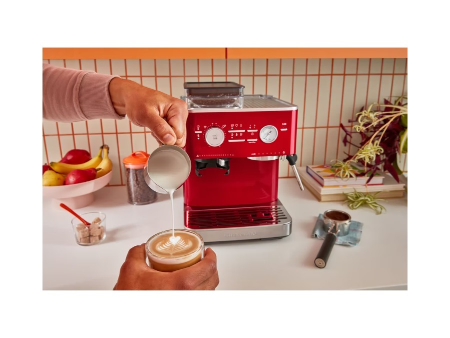 KITCHENAID Macchina per caffè espresso semi-automatica con macinacaffè - Rosso mela metallizzato