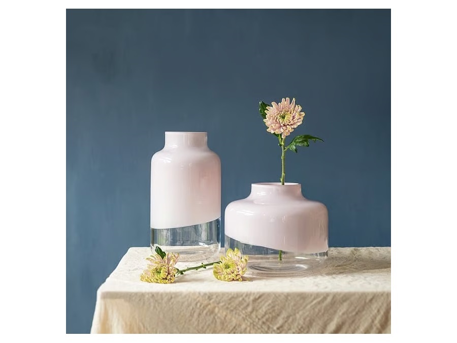 NUDE GLASS Magnolia, vaso basso in vetro rosa 20 cm