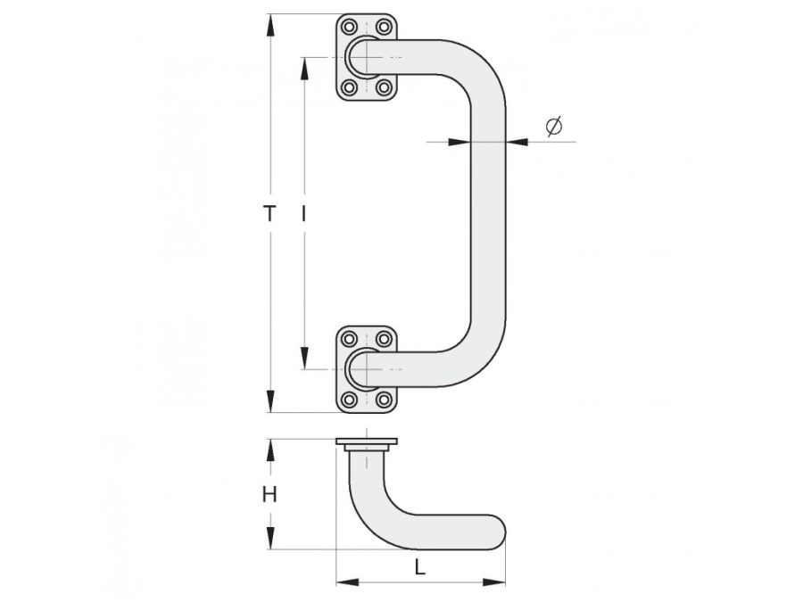 FAC S.R.L. Maniglia flangiata 2 curve a fissare, VB1206.020.V