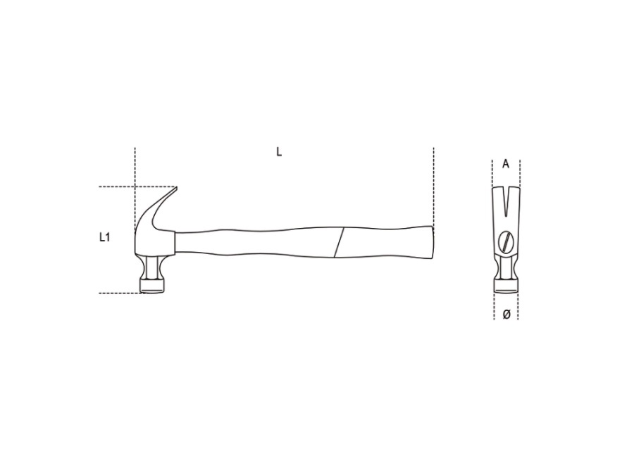 BETA UTENSILI Martelli con penna a granchio manico in acciaio - MISURA L(330mm)L1(130mm)