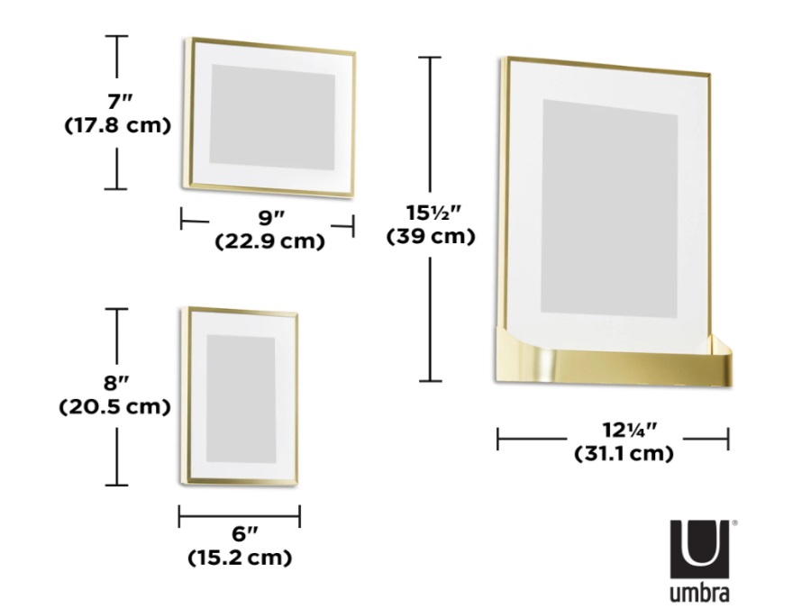 UMBRA Matinee gallery, set di 5 cornici ottone opaco