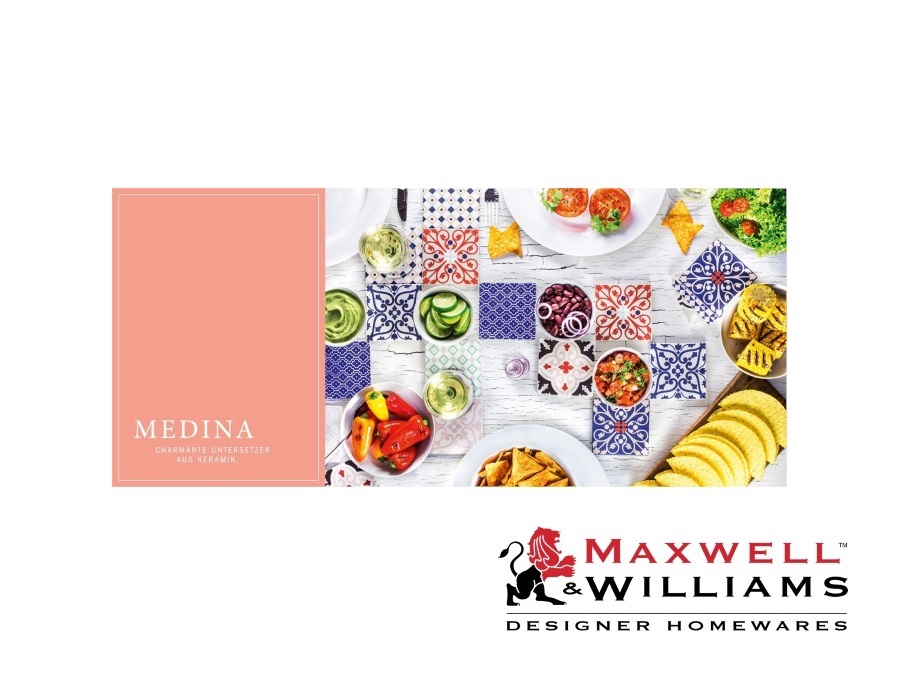 MAXWELL & WILLIAMS Medina Saidia, sottobicchiere in ceramica e sughero maxwell&williams, 9x9 cm
