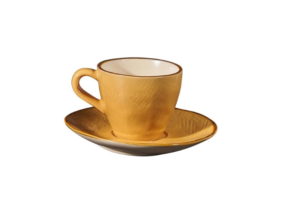 NOVITA' HOME Mediterraneo, tazza caffè con piattino giallo