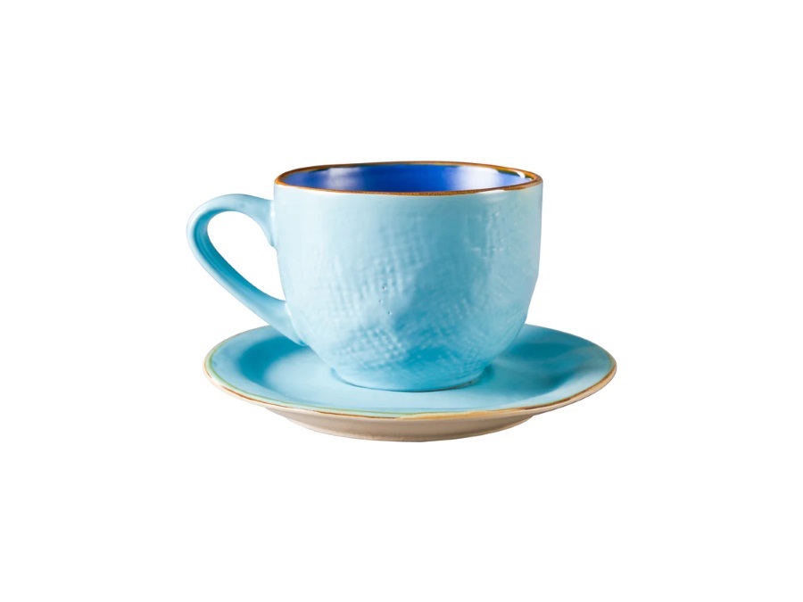 NOVITA' HOME Mediterraneo, tazza macchiato con piattino turchese