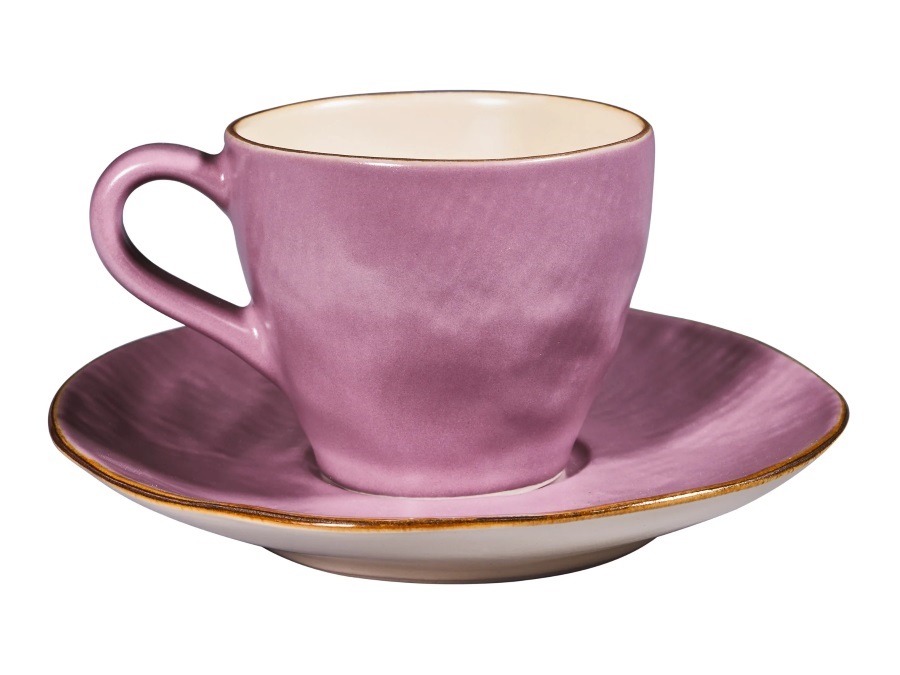 NOVITA' HOME Mediterraneo, Tazzina Caffe con Piattino Rosa